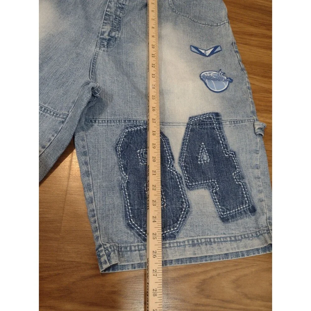 Vintage Mens Shorts Baggy Carpenter Jean 42 Shorts Blue Distressed Y2K Spellout